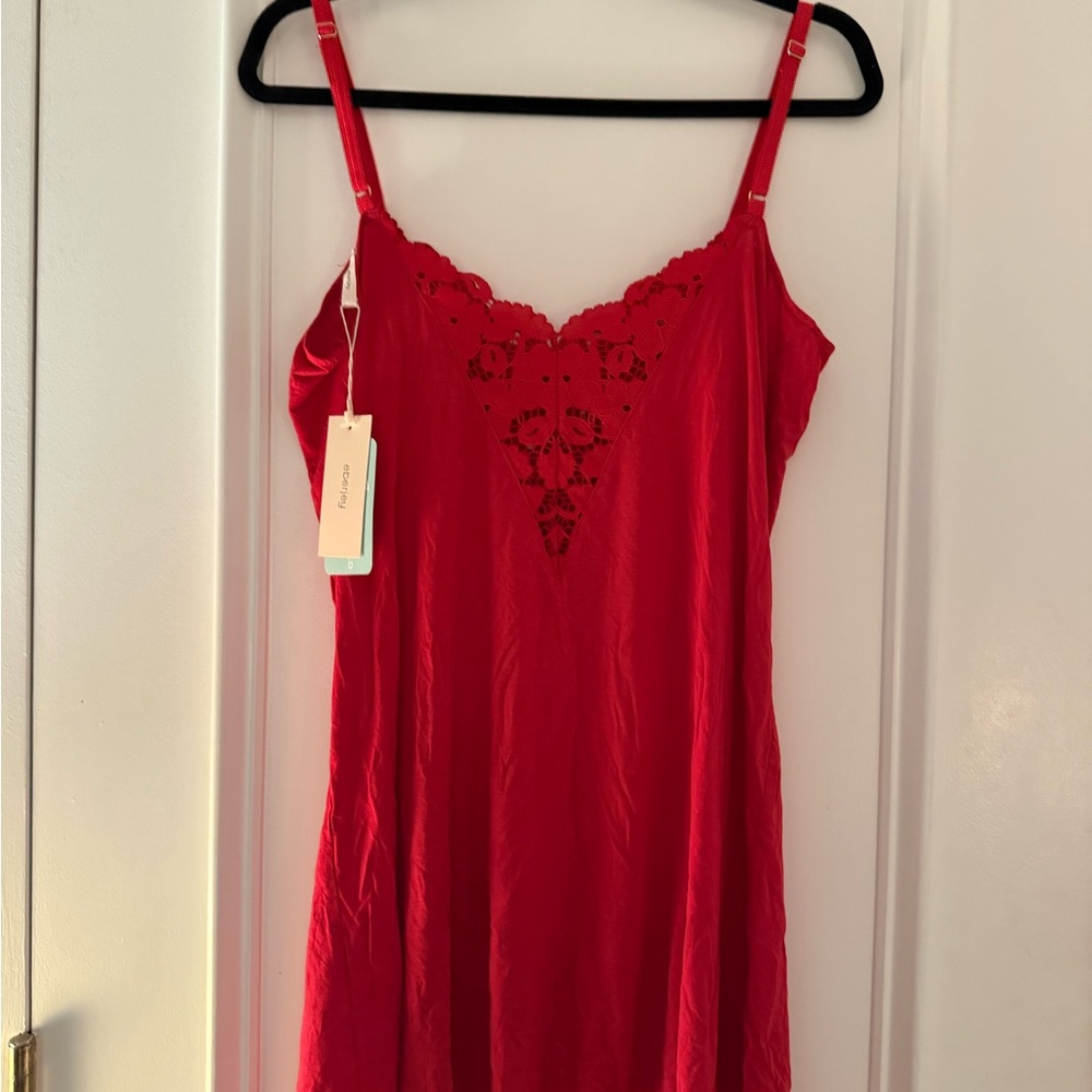 NWT Eberjay Red Lace Trim Nightgown